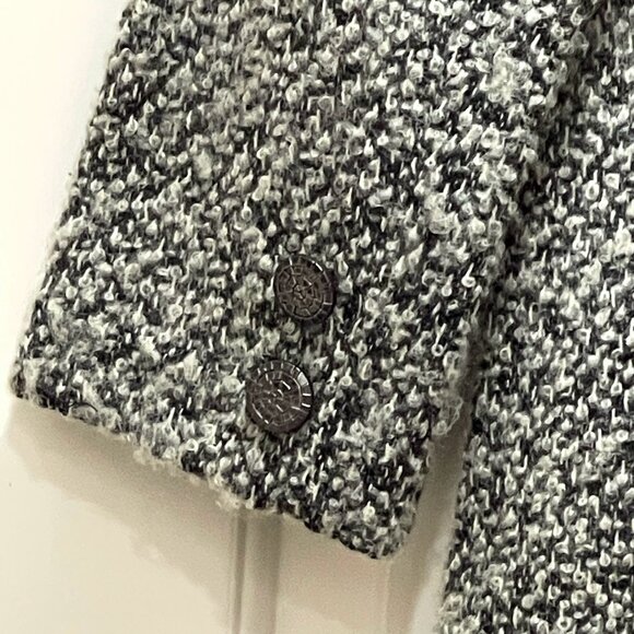 Bromley 6P Petite Coat Black White Tweed Wool Blend - Picture 5 of 8